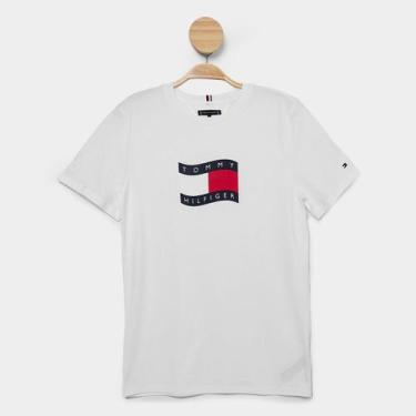 Imagem de Camiseta Infantil Tommy Hilfiger Wavy Flag Menino, Branco, 16A