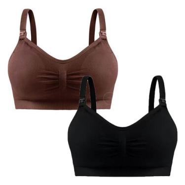 Imagem de Kit2 Sutia Amamentação Reforçado Lingerie Roupa Maternidade COR:PRETO-