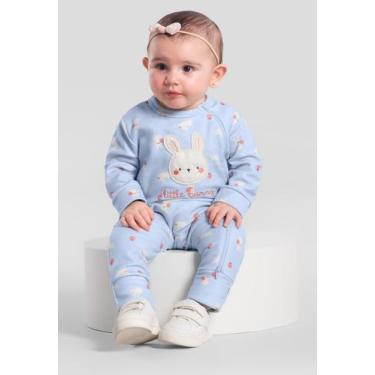 Imagem de Macacão bebê menina de coelhinho Brandili Baby, G, Azul claro