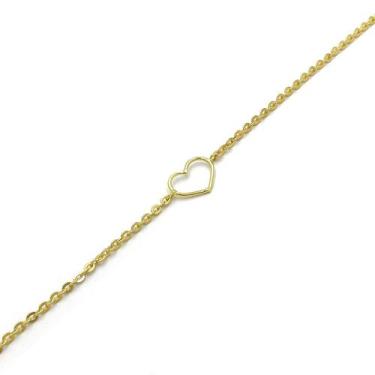 Imagem de Pulseira Em Ouro 18k Bailarina com Coração Berloque Pingente Bracelete