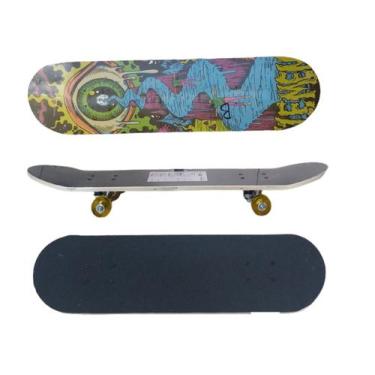 Imagem de Skate Iniciante em Madeira 7 Lâminas Com Lixa Montado - Abelhuda Prese