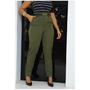Imagem de Calça Social Feminina Premium Scorpyos  Alfaiataria Elegante, Verde mi