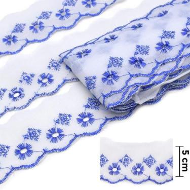 Imagem de Bordado Inglês 5,0cm BP065 Branco/Azul Royal - 13,7 Metros  artePunto