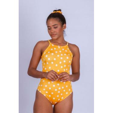 Imagem de Maiô Decote Trapezio - Stella Bernardi, GG, Amarelo poá