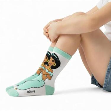 Imagem de Meia Infantil Menina Princesas Disney - Jolitex Ternille, Verde Claro,