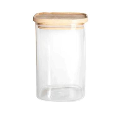 Imagem de Pote Vidro Hermético c/ Tampa De Bambu Mantimentos 1,1L Condimentos Al