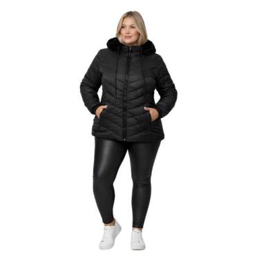 Imagem de Jaqueta Bobojaco Revestida Feminina Com Capuz Plus Size Preto - Ast St
