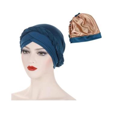Imagem de Turbante Muçulmano Feminino Forrado Em Cetim, Touca Islâmica Interna P