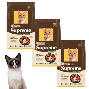 Imagem de Kit 3 Pacotes Da Ração Quatree Supreme Para Gatos Castrados Frango e B