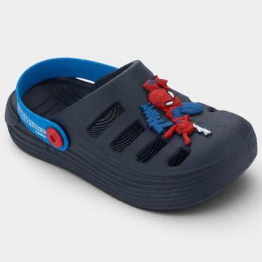 Imagem de Babuche Infantil Grendene Kids Homem Aranha Menino - Azul e Vermelho -