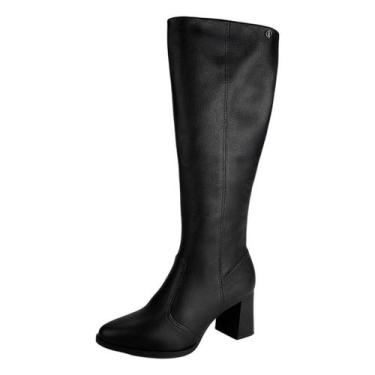 Imagem de Bota Feminina Couro Cano Longo Salto Medio Inverno Dakota, Preto, 38