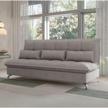 Imagem de Sofá Cama para Sala de Estar Veludo Condessa Slim Cinza Castor - Best 