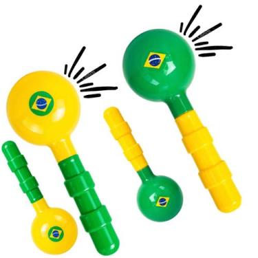 Imagem de Kit 4 Chocalhos Copa Brasil Jogo Futebol Acessorios Copa - Pica Pau