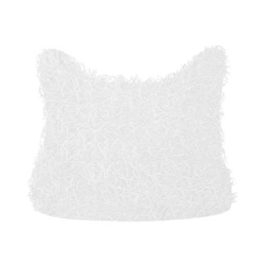 Imagem de Gorro Unissex De Inverno Estilo Hip Hop Com Orelhas De Gato Desgastada
