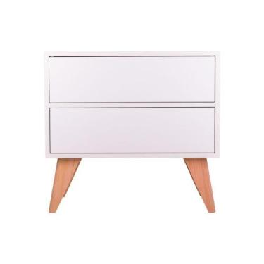 Imagem de Mesa de Cabeceira Bréscia Branco  60 x 40cm - Mercado das Prateleiras