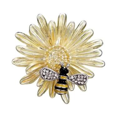 Imagem de Broche De Abelha Colorido Com Esmalte E Strass De Cristal, Joia Animal