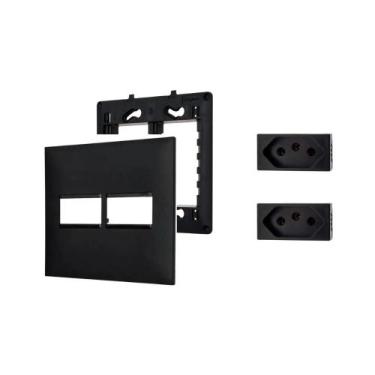 Imagem de Placa Espelho 4x4 2 Mod Preto + 2 Mod Tomada 20A Pial Plus+ - Schneide