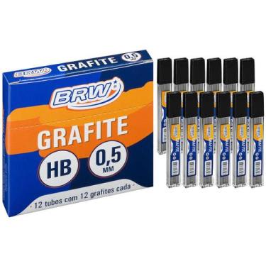 Imagem de Grafite para Lapiseira 0.5mm HB BRW Caixa com 12 Tubos com 12 Minas Gr