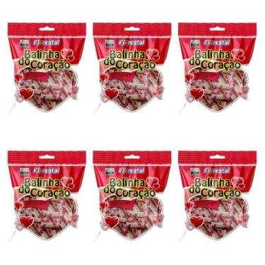 Imagem de Kit 06 Balinha De Coração Morango Florestal 500G