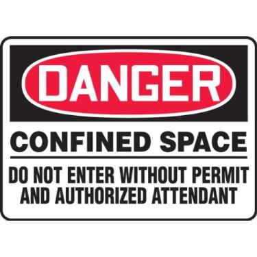 Imagem de Accuform Placa de segurança plástica Signs MCSP030VP, legenda "Danger CONFINED Space DO NOT Enter Without Permit and Authorized Attendant", 25,4 cm de comprimento x 35,56 cm de largura x 0,1 cm de