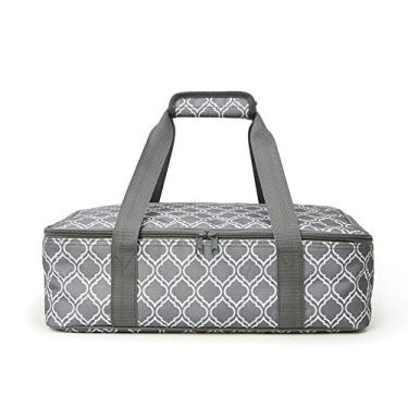 Imagem de FATOLXX Bolsa de transporte de caçarola isolada para 9 x 13 assadeiras para lasanha e transporte de alimentos para reunião de amigos da família, festas de igreja, churrascos (verde claro)