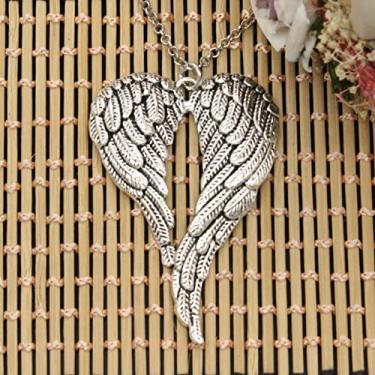 Imagem de EDCRFV Pingente de prata tibetano asas de anjo charme curto longo DIY colar feito à mão