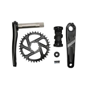 Imagem de Pedivela integrado oco para bicicleta, liga de alumínio resistente ao impacto, rolamentos altos pretos 36 t pedaleira de mountain bike para mountain bike