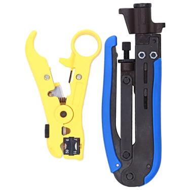 Imagem de Alicate de extrusão de cabo coaxial, alicate de crimpagem de cabo de rede de corte conveniente Definir a prensa com precisão para decapagem de fio redondo geral