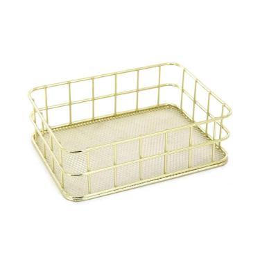 Imagem de Organizador de Mesa Le Aramado Metal Retangular Ouro 17x12x5,2cm