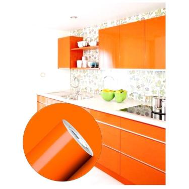 Imagem de Adesivo Laranja para envelopar Armario Cozinha 50cm X 2m
