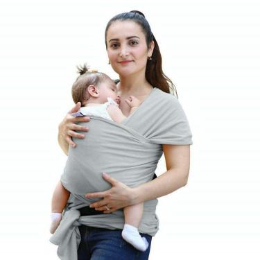Imagem de Wrap Sling Carregador De Bebê 100% Algodão Cinza Claro