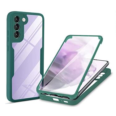 Imagem de Capa transparente para Samsung Galaxy S22/S22 Plus/S22 Ultra, protetor de tela embutido antiarranhões Capa para celular macia TPU+PC à prova de choque, verde, S22 Plus 16,7 cm