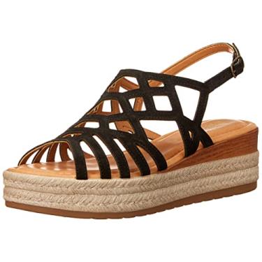 Imagem de Bella Vita Made in Italy Sandália feminina Zip-Italy plataforma plana, couro de camurça preta, 42, Couro de camurça preta, 40