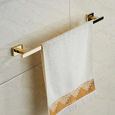 Imagem de Conjunto de ferragens de aço inoxidável dourado roupão gancho porta-copos barra de sabão saboneteira escova de banheiro parede barra de toalha dourada acessórios de chuveiro, barra de toalha única