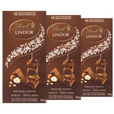 Imagem de Chocolate Ao Leite Com Avelã, Lindt Lindor, 3 Barras De 100G