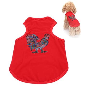Imagem de Fdit Camisa para filhotes, pintura DIY macia verão respirável confortável camiseta para filhotes pequenos a médios (vermelho, M)