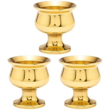 Imagem de 3 peças Water oferecendo copo de latão copo de água cobre oferecendo tigela copo altar de latão