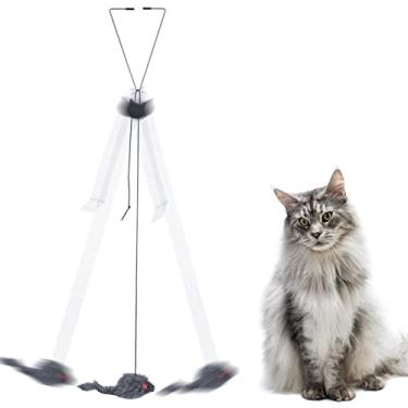 Imagem de Brinquedo para gato | Brinquedos elásticos para pendurar na porta - Brinquedos interativos para gatos e gatos Uwariloy