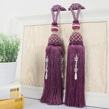 Imagem de 2 Pçs Cortina Tieback Bola Pendurada Gancho de Cortina Bandagem Amarração Cinta Lobbing Borla Fivela Tieback Decoração de Casa, Roxo, Preço de 2 Pçs