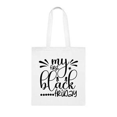 Imagem de Sacola My First , presente divertido, bolsa de ombro, bolsas reutilizáveis, cesta de Natal de aniversário, ideia de presente, Branco