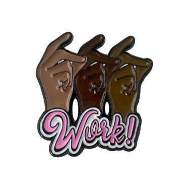 Imagem de Broche esmaltado inspirado nas irmãs Schuyler da Hamilton, Rosa, marrom, branco, preto, P