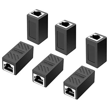 Imagem de Acoplador RJ45 em linha, acoplador RJ45, acoplador de rede, para conector extensor de cabo Ethernet Cat7/Cat6/Cat5e/Cat5 - fêmea para fêmea, pacote com 6