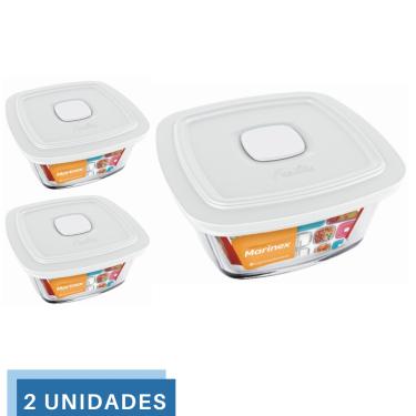 Imagem de 2 Potes Vidro Facilita Vap Quadrado Com Tampa 2L Marinex