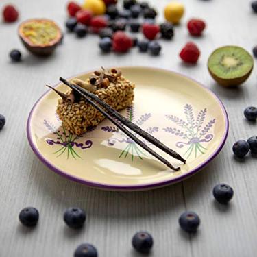 Imagem de Prato lateral feito à mão lavanda floral roxo e creme vitrificado 20 cm, prato para sobremesa, louça de cerâmica exclusiva, presente de boas-vindas da City to Cottage