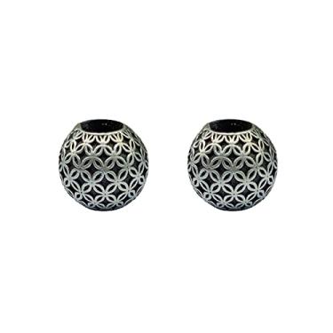 Imagem de 2 peças de contas redondas para suprimentos de fabricação de joias Lucky Feng Shui miçangas para pulseira DIY EDC contas de paracord vintage retrô acessórios pendentes de cobre (cobre branco)