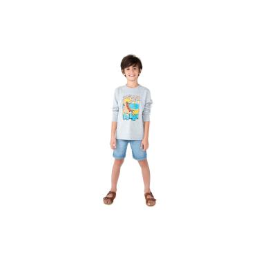 Imagem de Camiseta Infantil Menino Manga Longa Com Estampa Cinza Claro 004