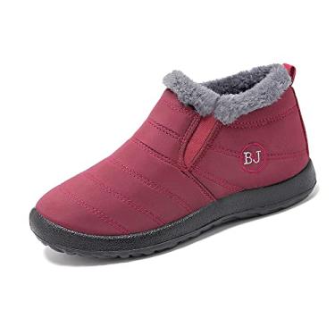 Imagem de Jueshanzj Sapatos de algodão de inverno mais botas de neve casuais de veludo quente M351 Roxo 40