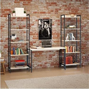 Imagem de Conjunto Home Office 3 Peças com Escrivaninha e 2 Estantes Industriais Active Yescasa Branco Chess