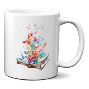 Imagem de Caneca Presente Livro Aberto Aquarela Personalizado