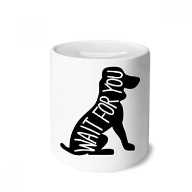 Imagem de DIYthinker Caixa de moeda de cerâmica preta com contorno de animal de cachorro preto para presente de cofrinho